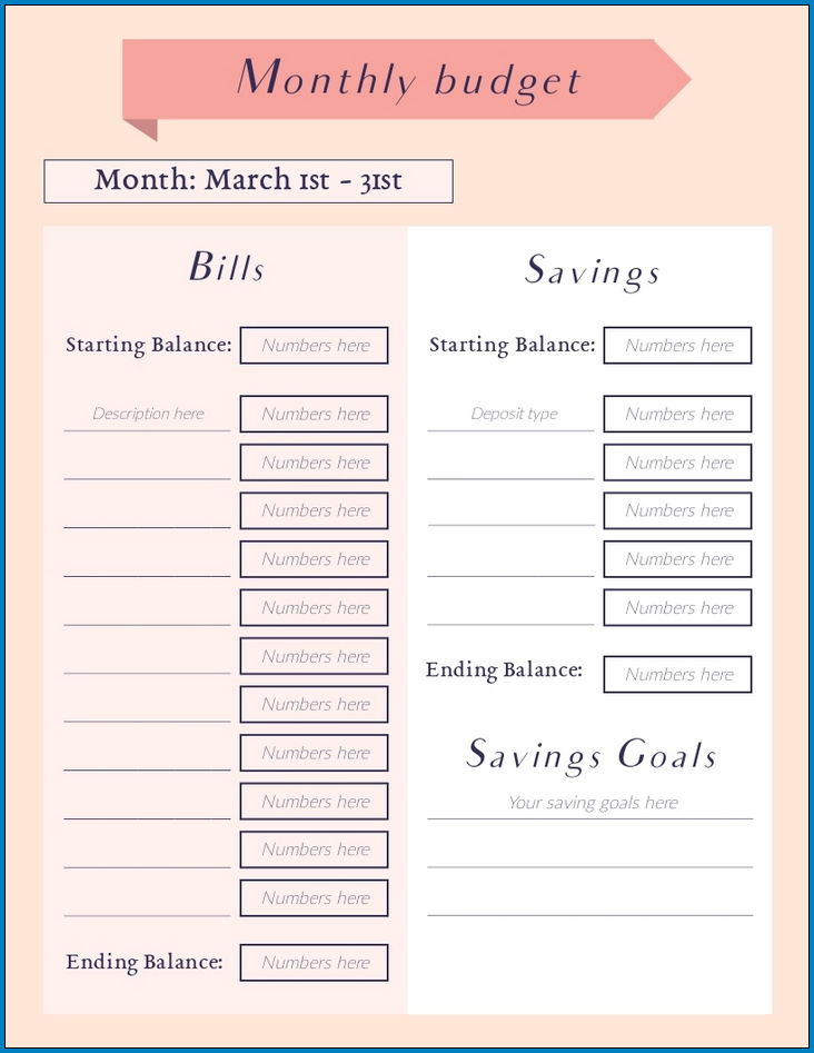Example of Monthly Budget Planner Template Example of Monthly Budget Planner Template