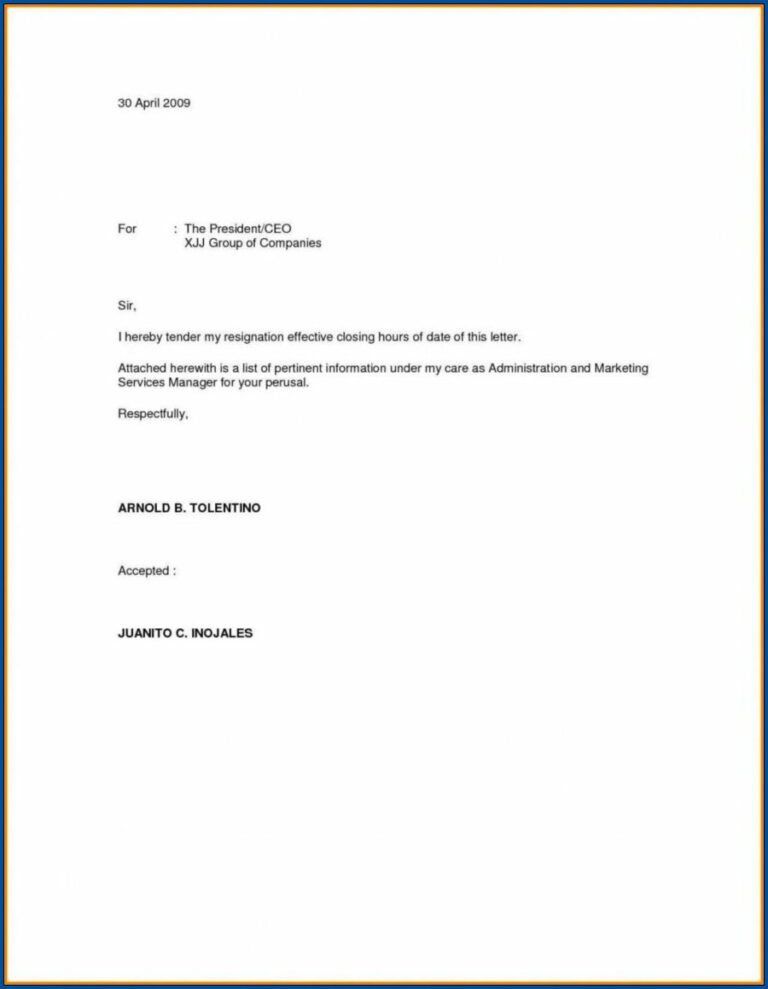 Simple Resignation Letter Template (Word)