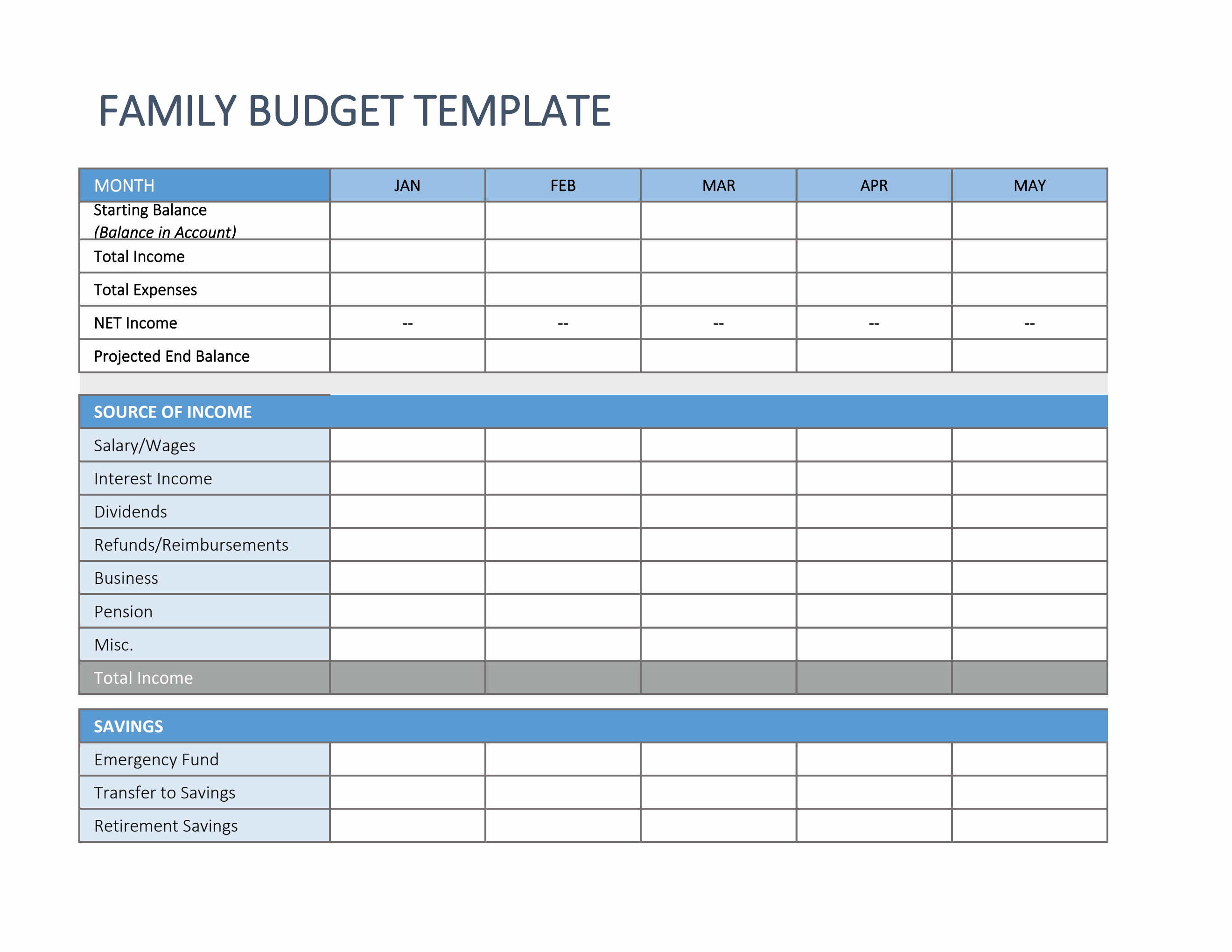 Free Printable Family Budget Template Free Printable Family Budget Template