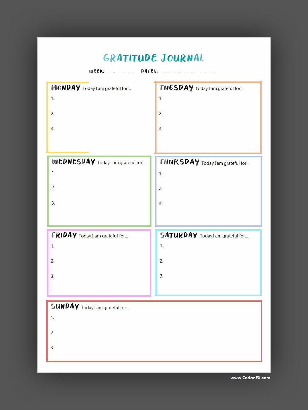 Gratitude Journal Template Simple Gratitude Journal Template