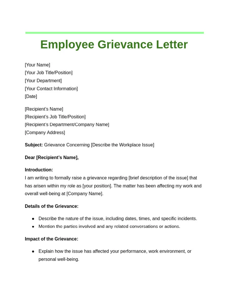 Grievance Letter Template Grievance Letter Template Word