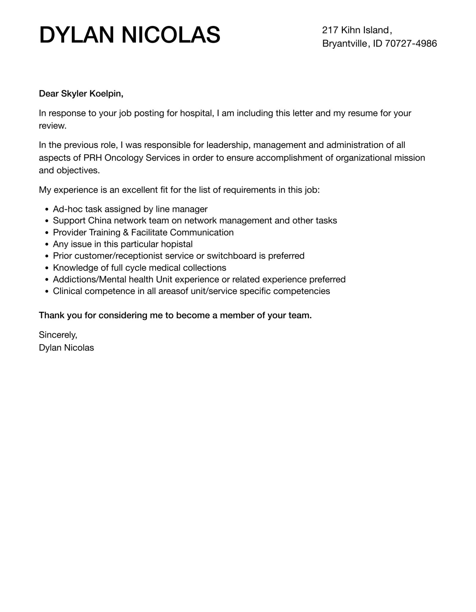 APPLICATION LETTER FOR JOB VACANCY IN HOSPITAL visual data 2