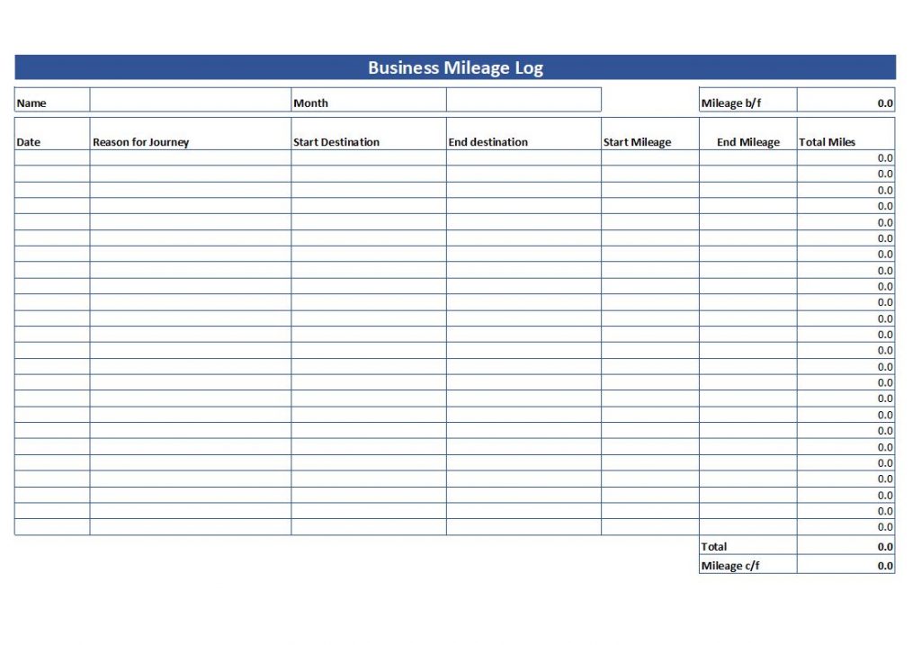 Mileage Log Template Example Mileage Log Template Example