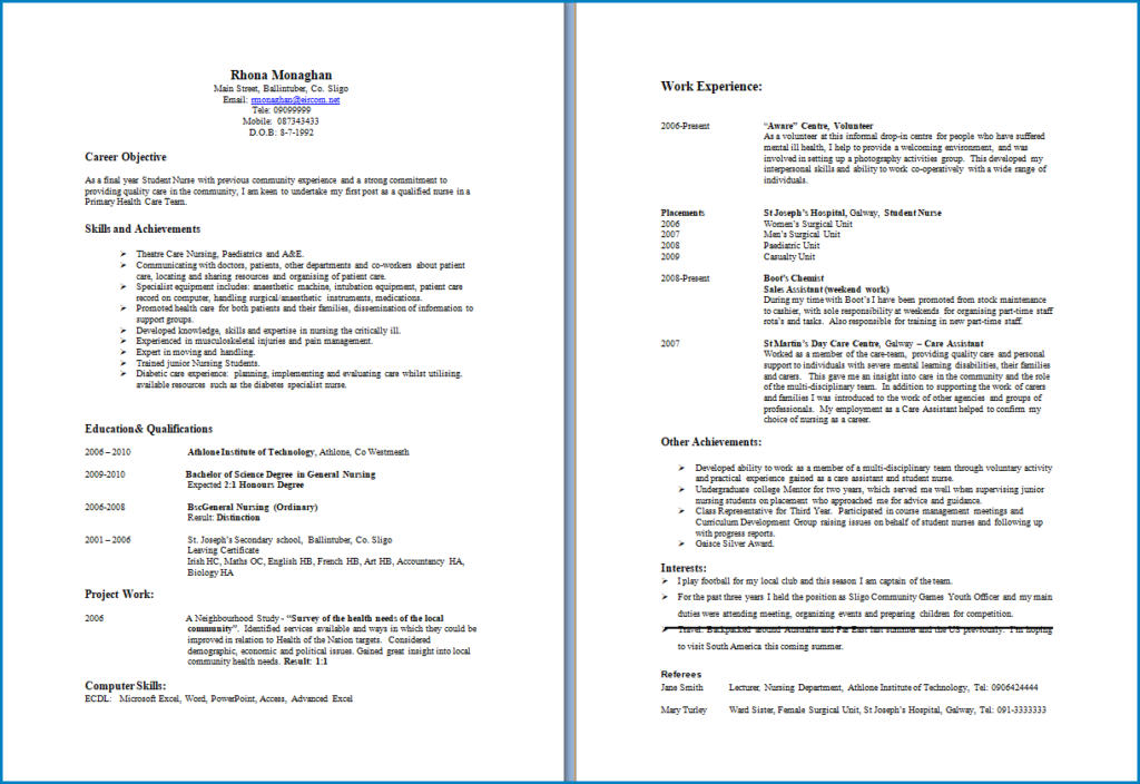 Nursing Student Resume Template (Word)