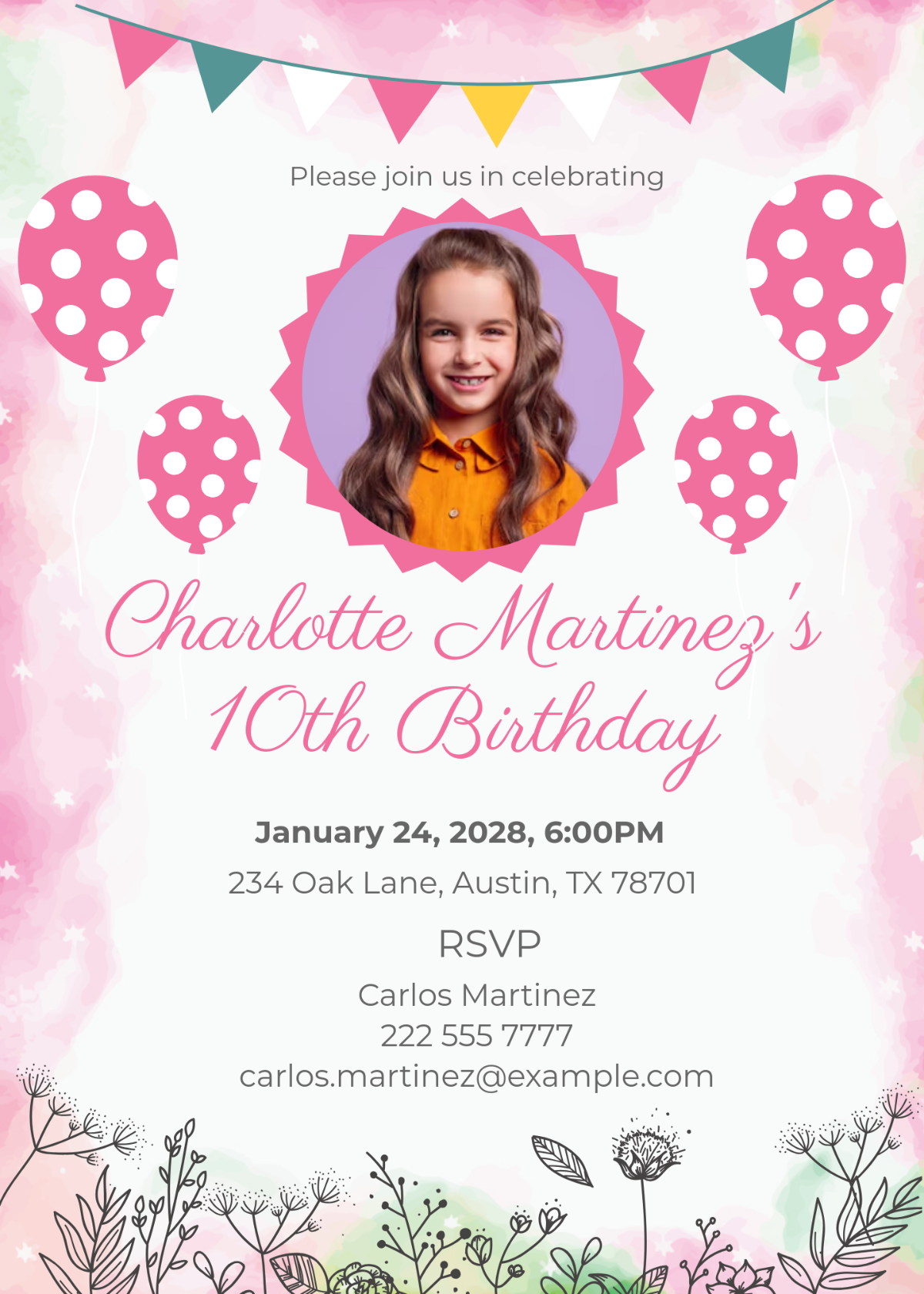 Printable Birthday Party Invitation Template