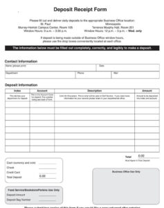 Printable Deposit Receipt Template