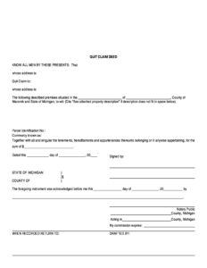 Printable Quit Claim Deed Form