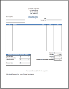 Printable Service Receipt Template