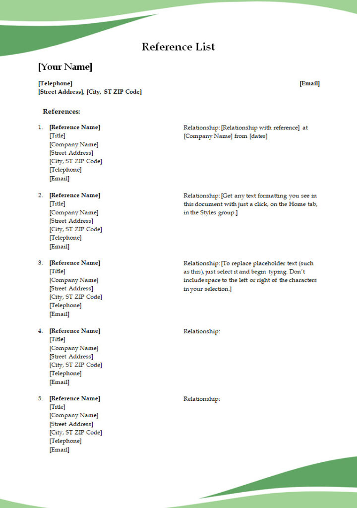 Free Reference List Template (Word)