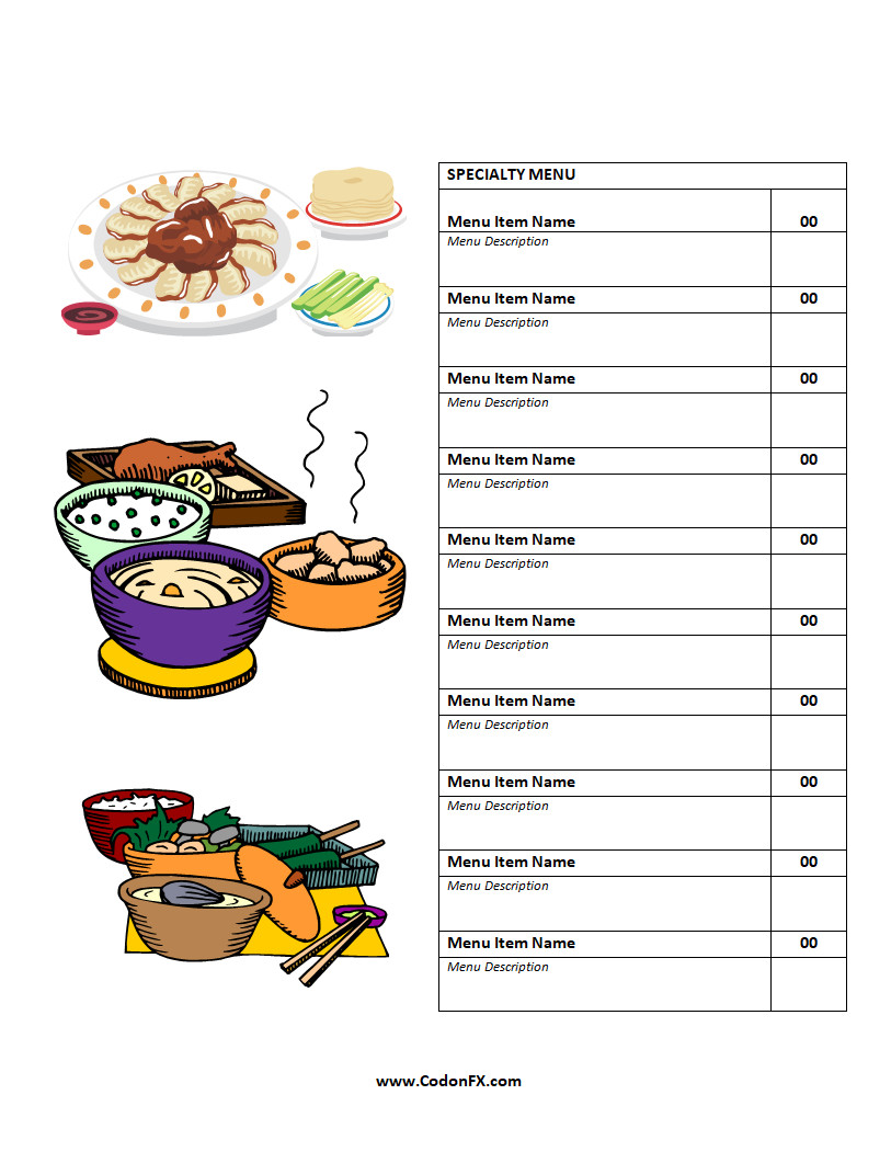 Restaurant Menu Template Simple Restaurant Menu Template