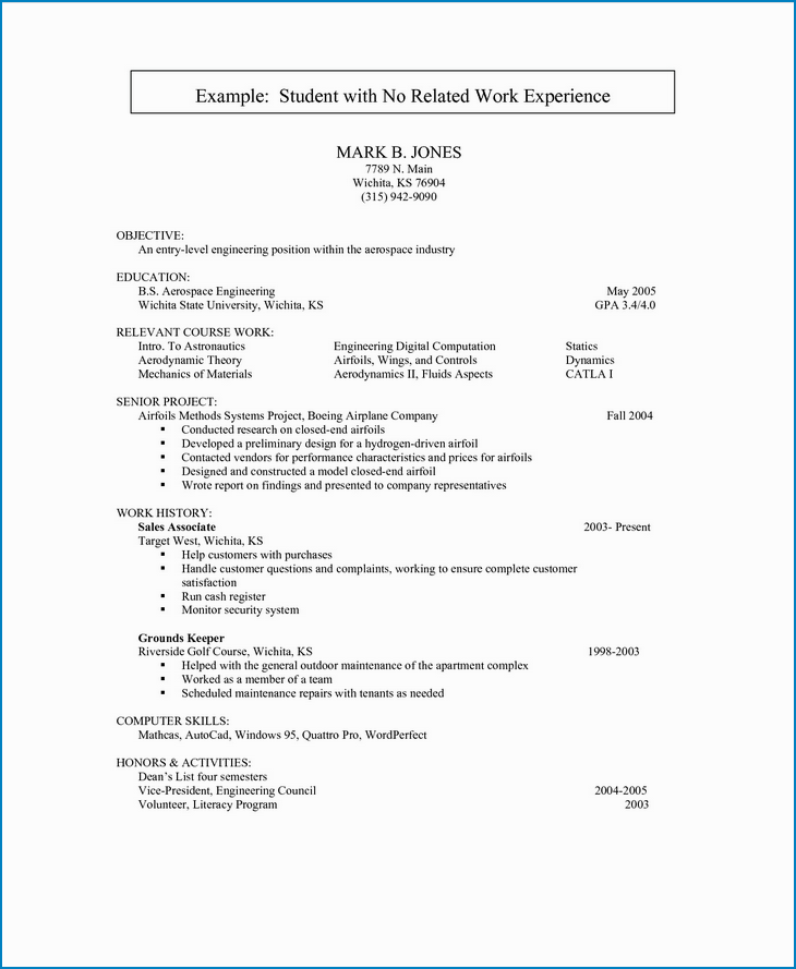 Resume Template with No Work Experience Sample Resume Template with No Work Experience Sample