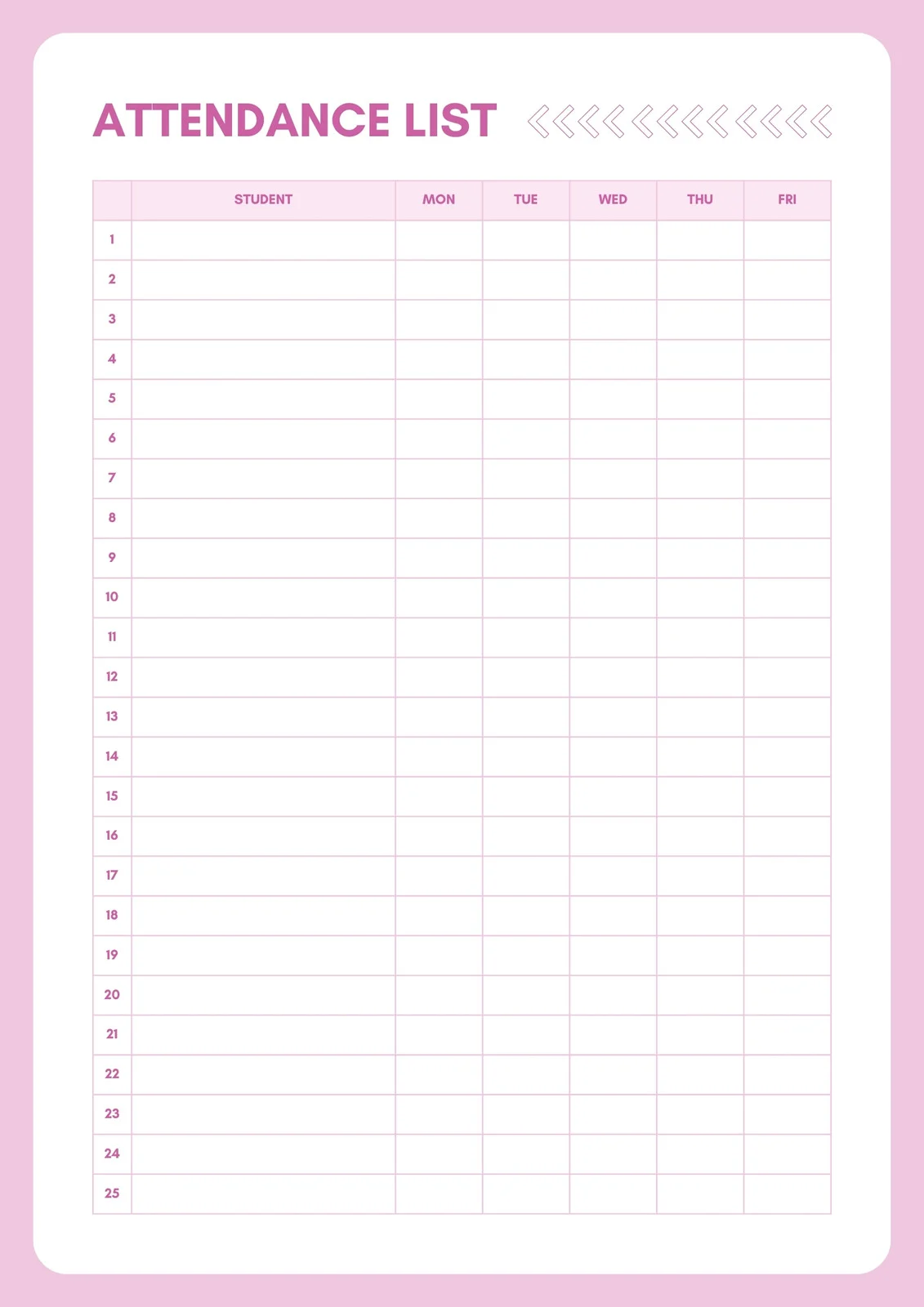 Sample of Attendance Sheet Template