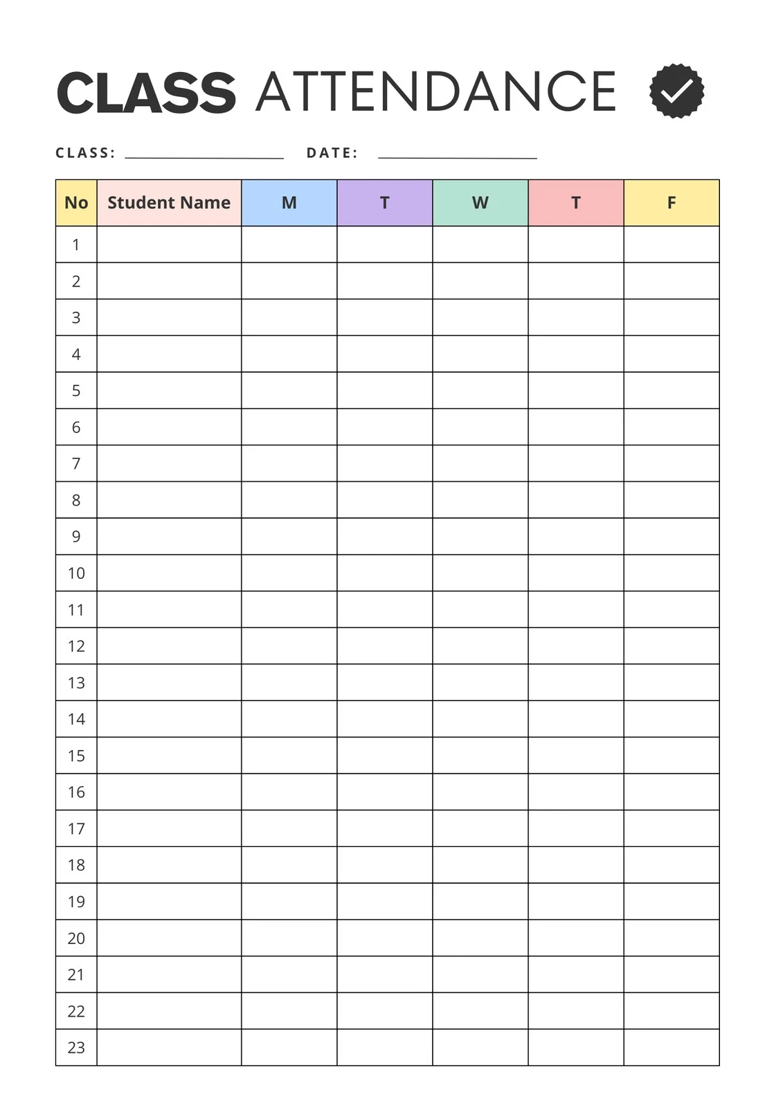 Sample of Attendance Tracker Template