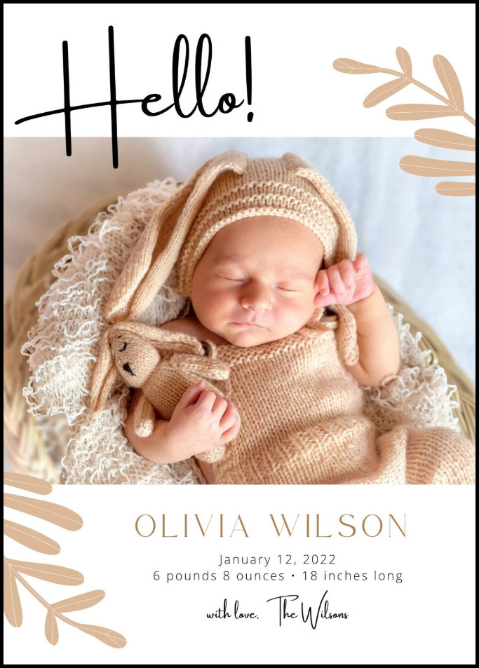 Sample of Birth Announcement Template Sample of Birth Announcement Template