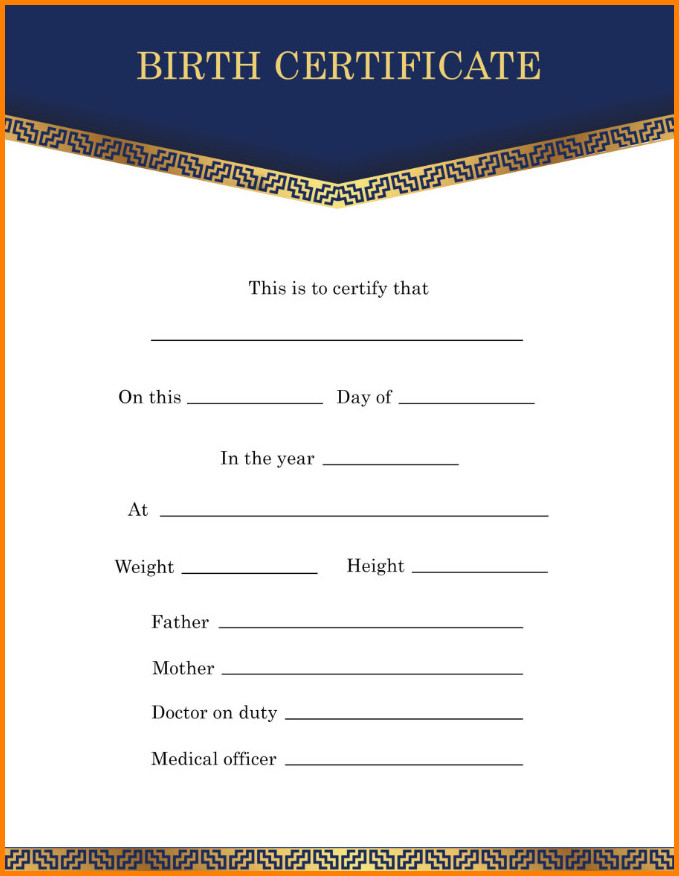Sample of Birth Certificate Template Sample of Birth Certificate Template