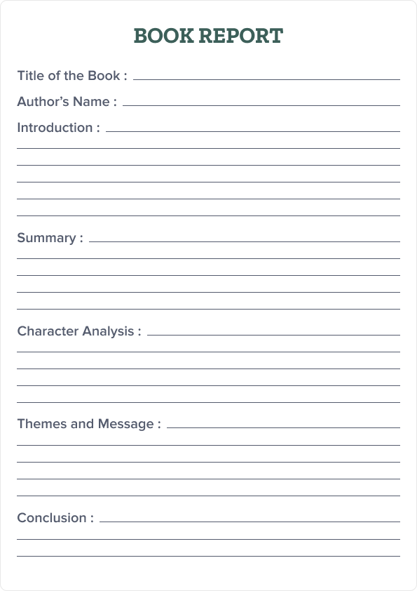 Sample of Book Report Template