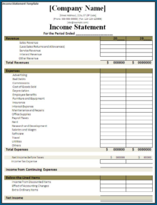 Income Statement Template (Excel)