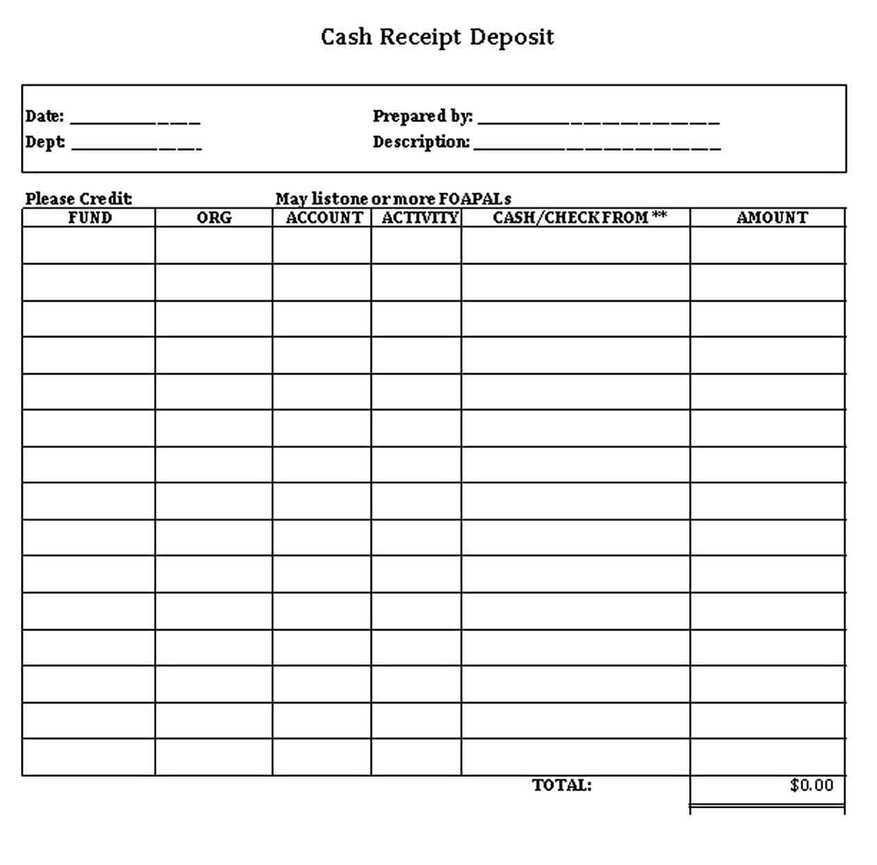 Sample of Printable Money Receipt Template Sample of Printable Money Receipt Template