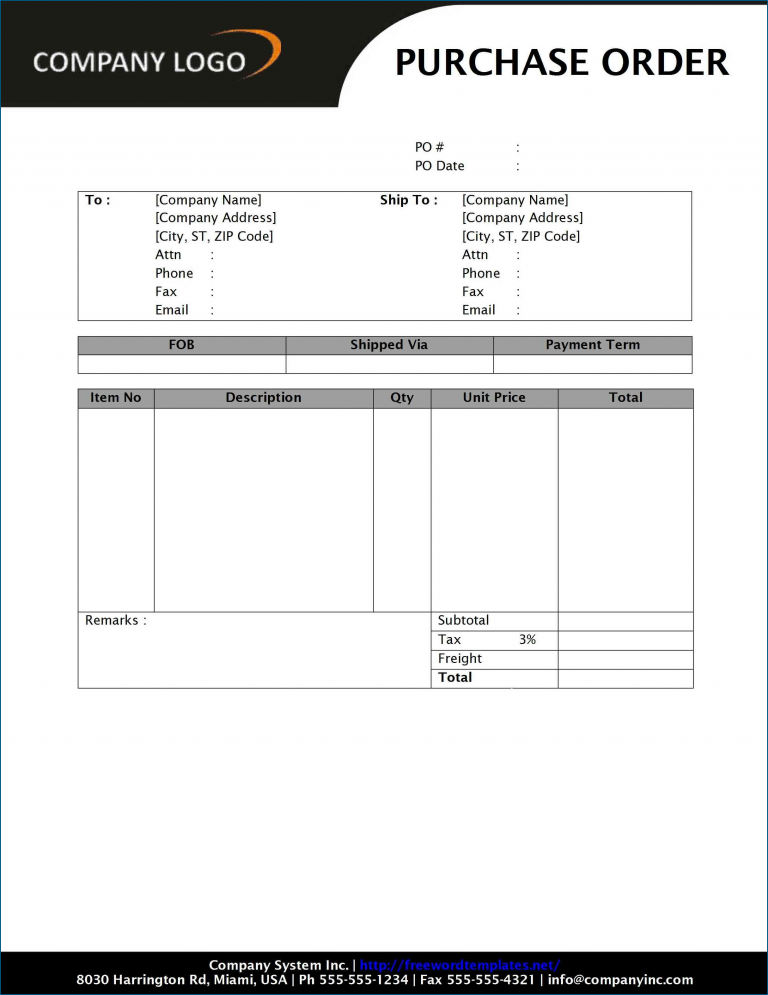 Sample of Purchase Order Template 768x995 Sample of Purchase Order Template 768x995