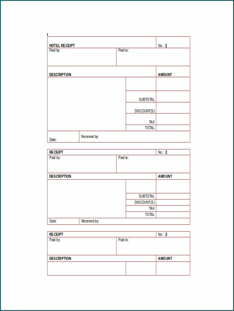 Free Printable Reservation Receipt Template