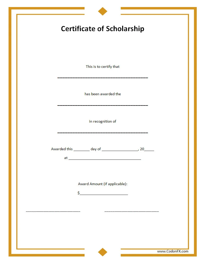 Scholarship Certificate Template Simple Scholarship Certificate Template Word