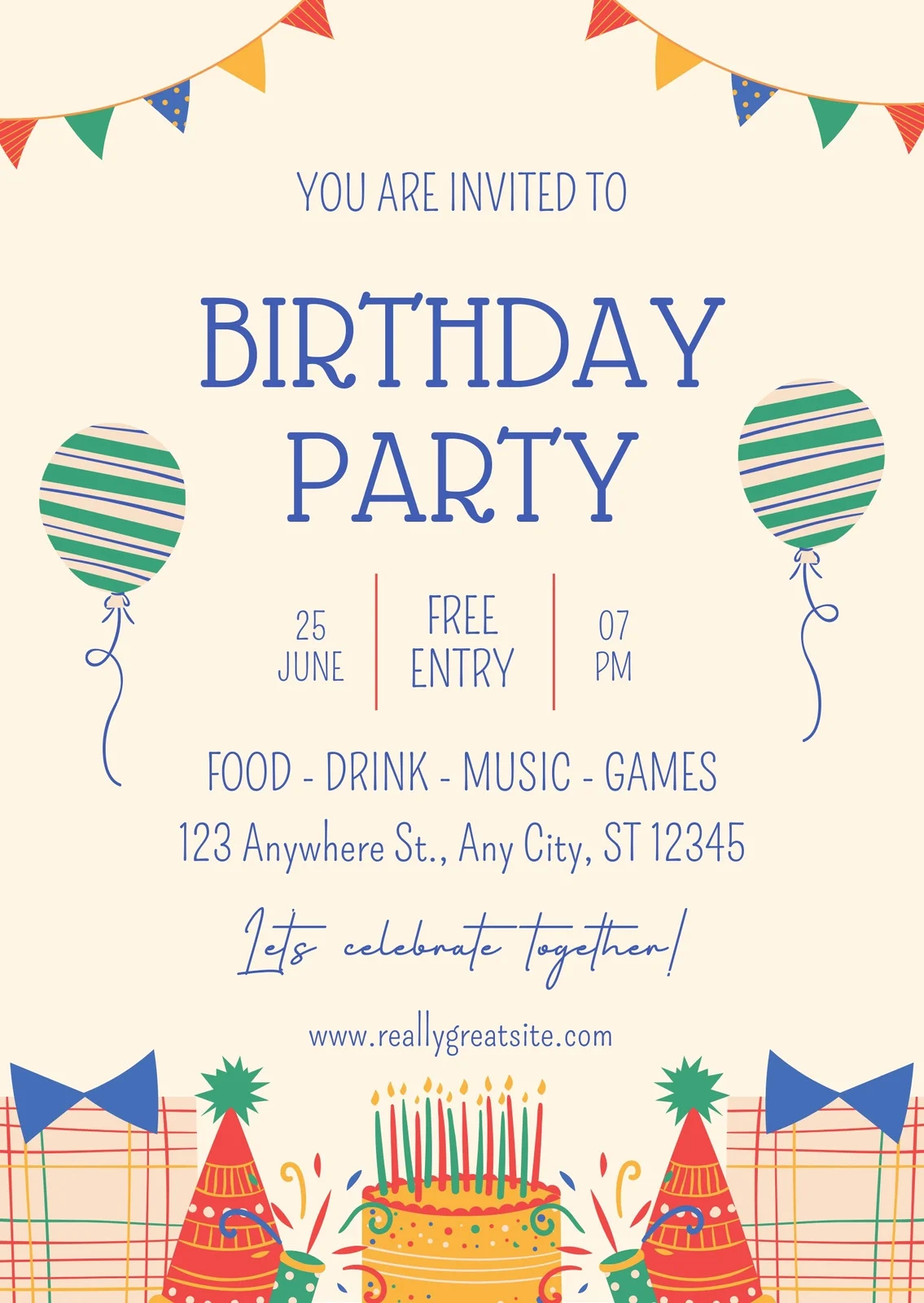 Simple Birthday Party Invitation Template Simple Birthday Party Invitation Template