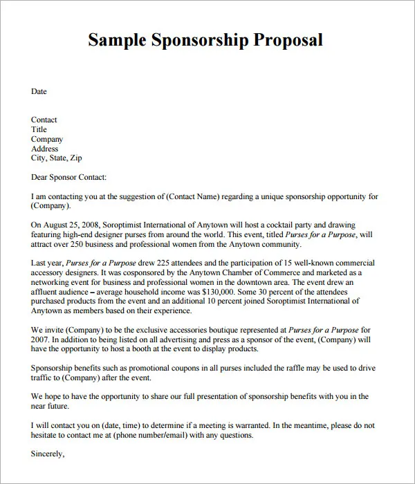 Simple Sponsorship Proposal Template Word