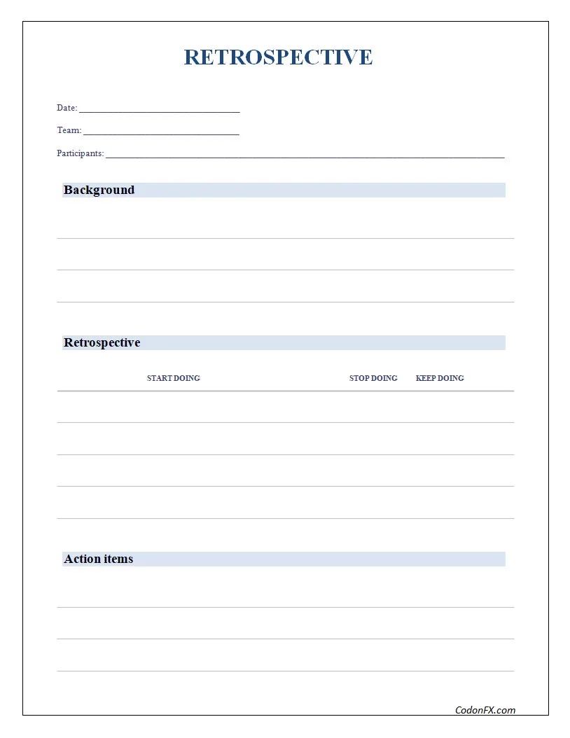 Sprint Retrospective Template Word