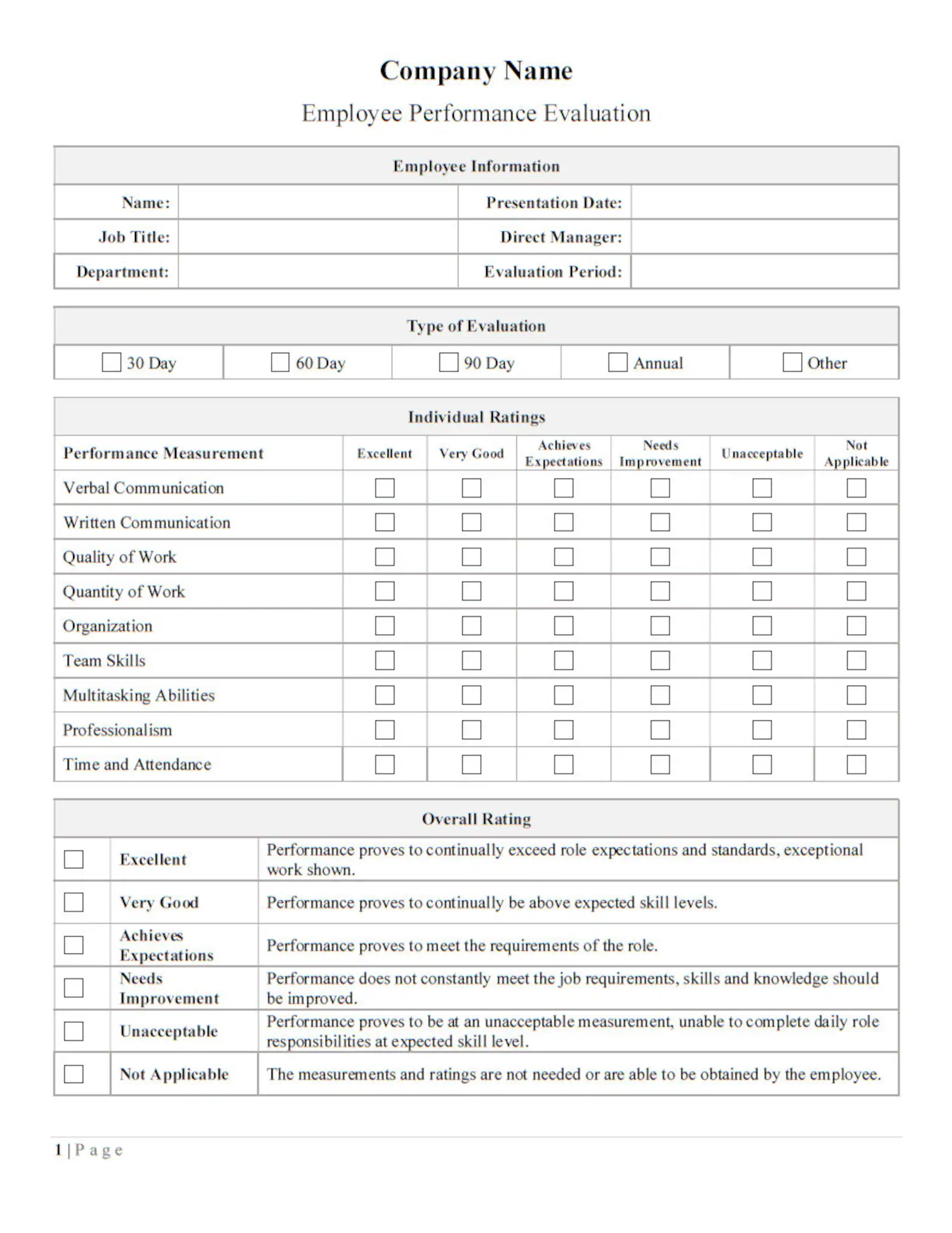 Staff Evaluation Form