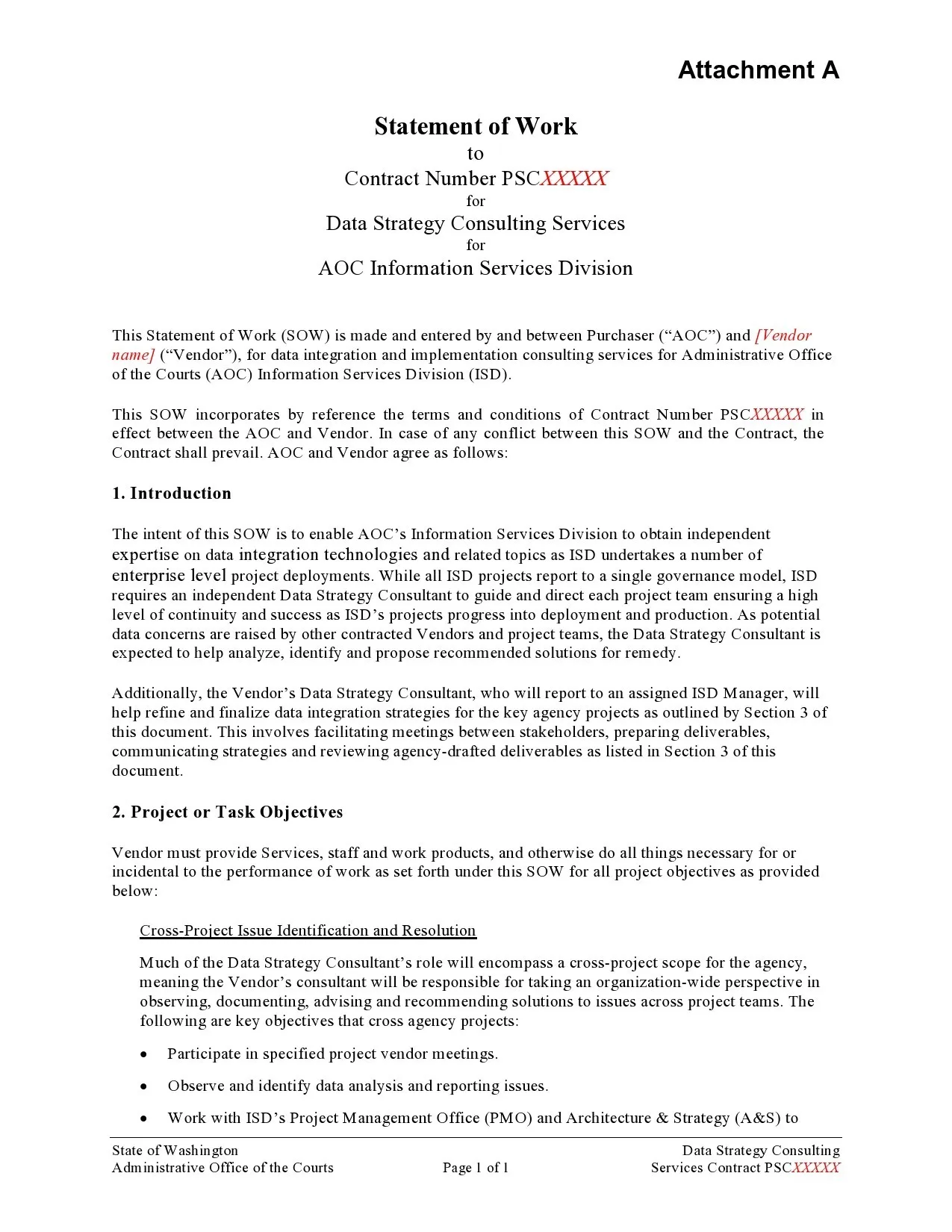 Simple Statement of Work Template Word