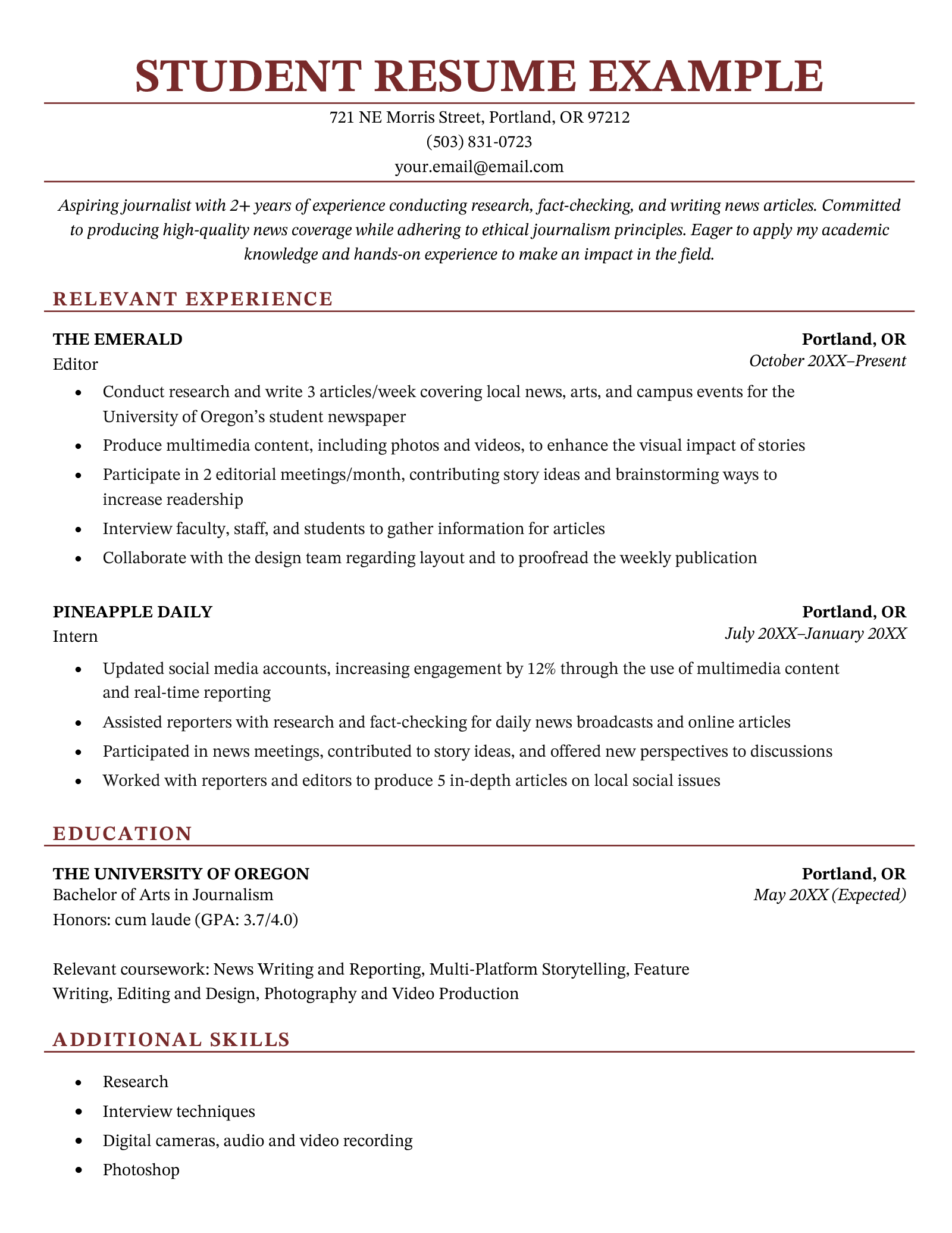 Simple Student Resume Template Word