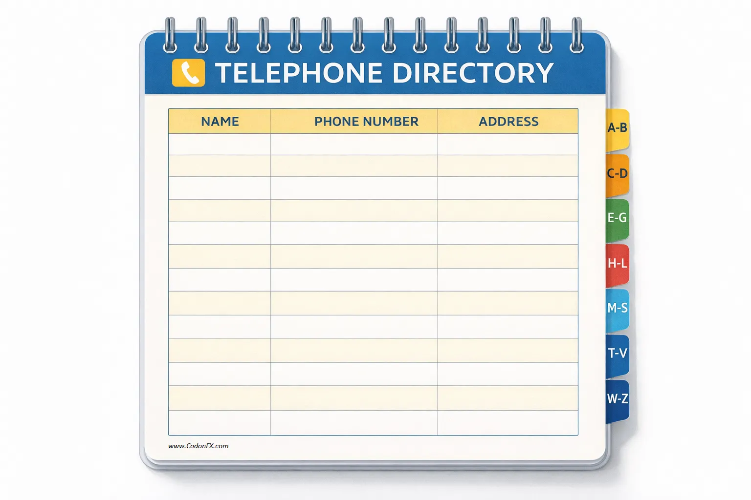 Telephone Directory Template Telephone Directory Template