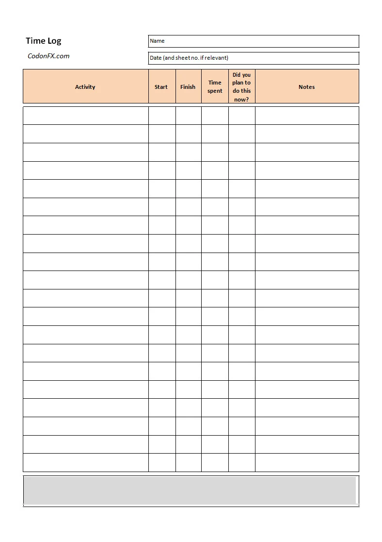 Time Log Template Simple Time Log Template Word