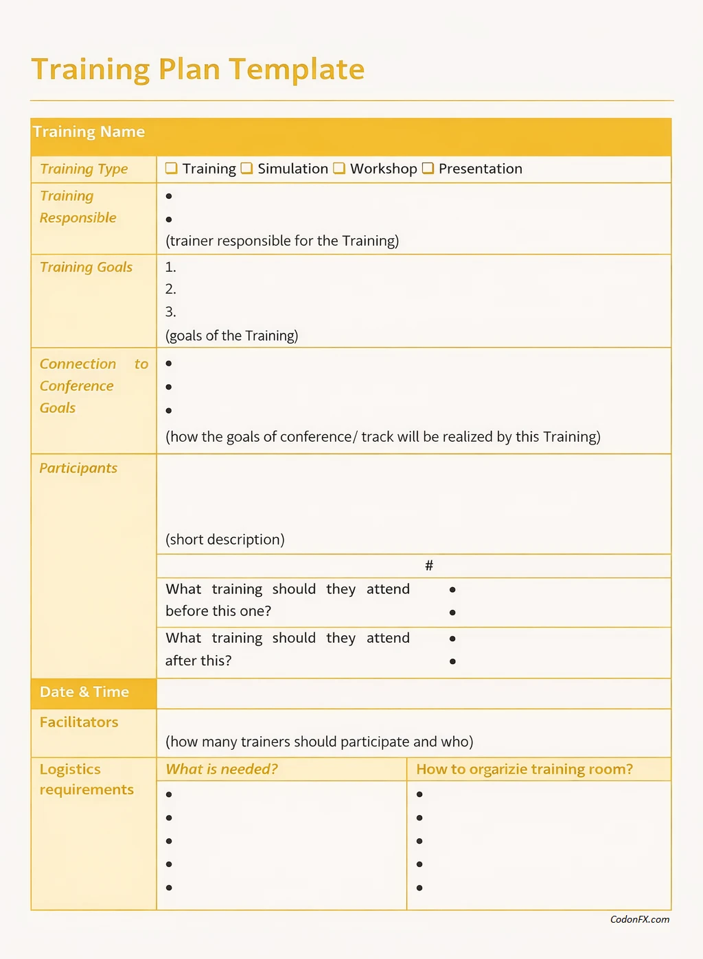 Training Manual Template Word