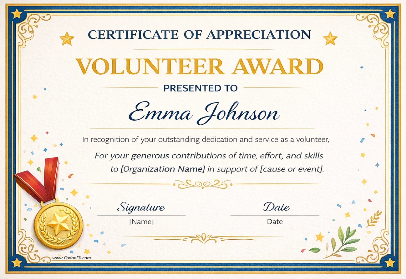 Volunteer Certificate Template
