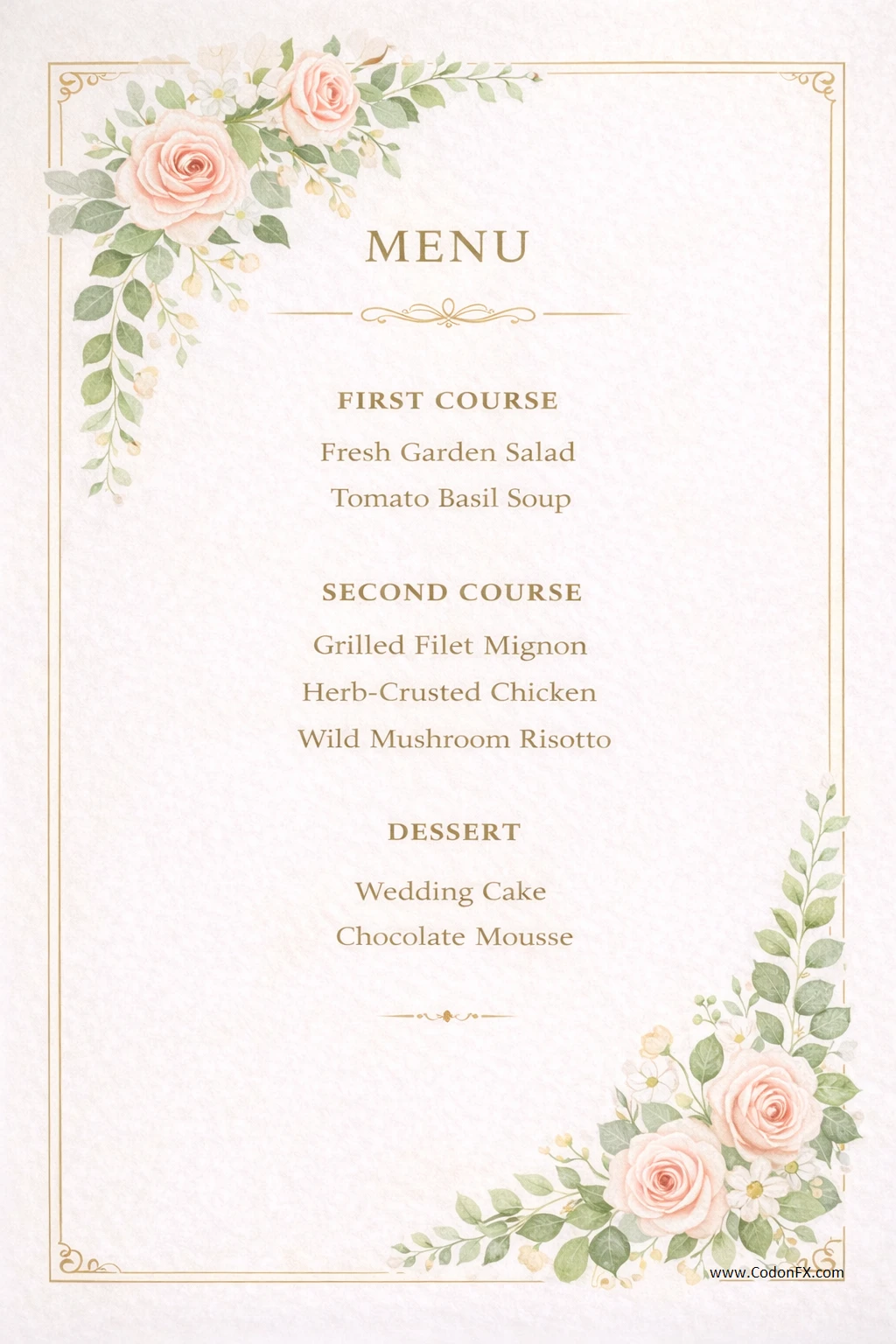 Wedding Menu Template