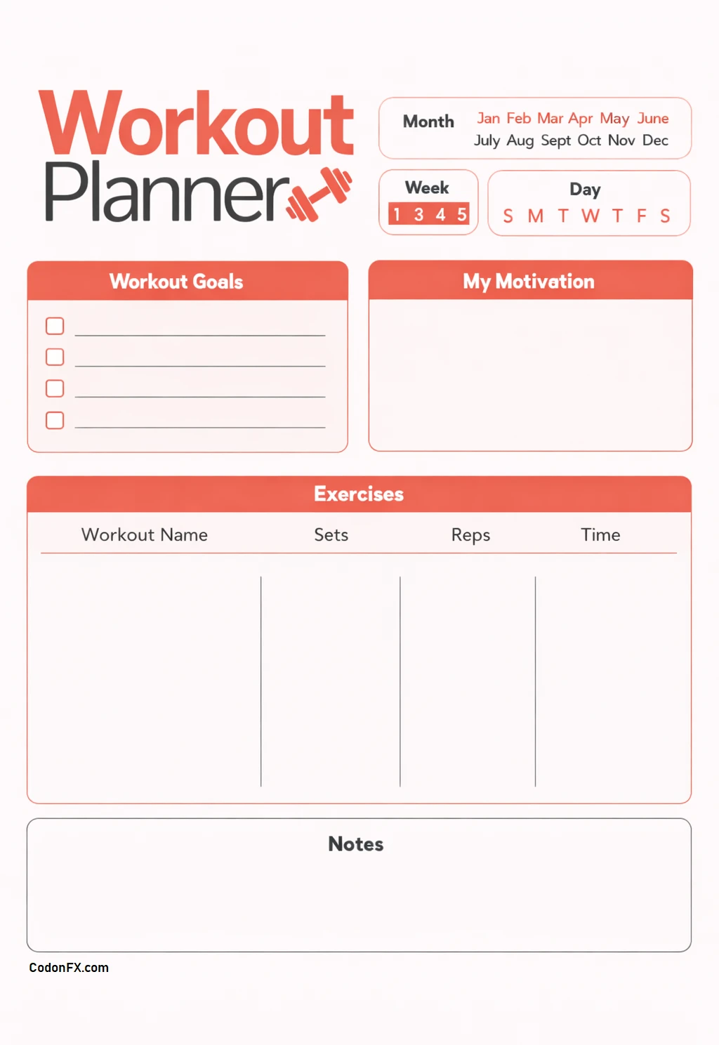 Workout Schedule Template Simple Blank Workout Schedule Template