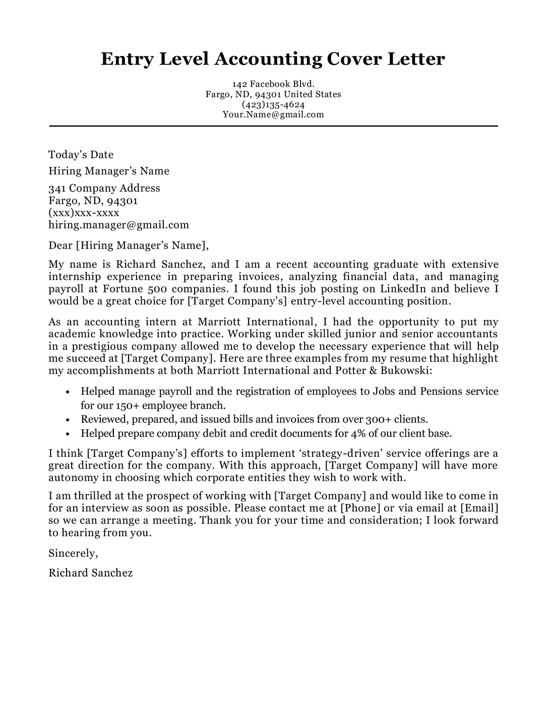 accounting job cover letter template sample