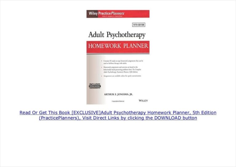 Adult Psychotherapy Homework Planner Template