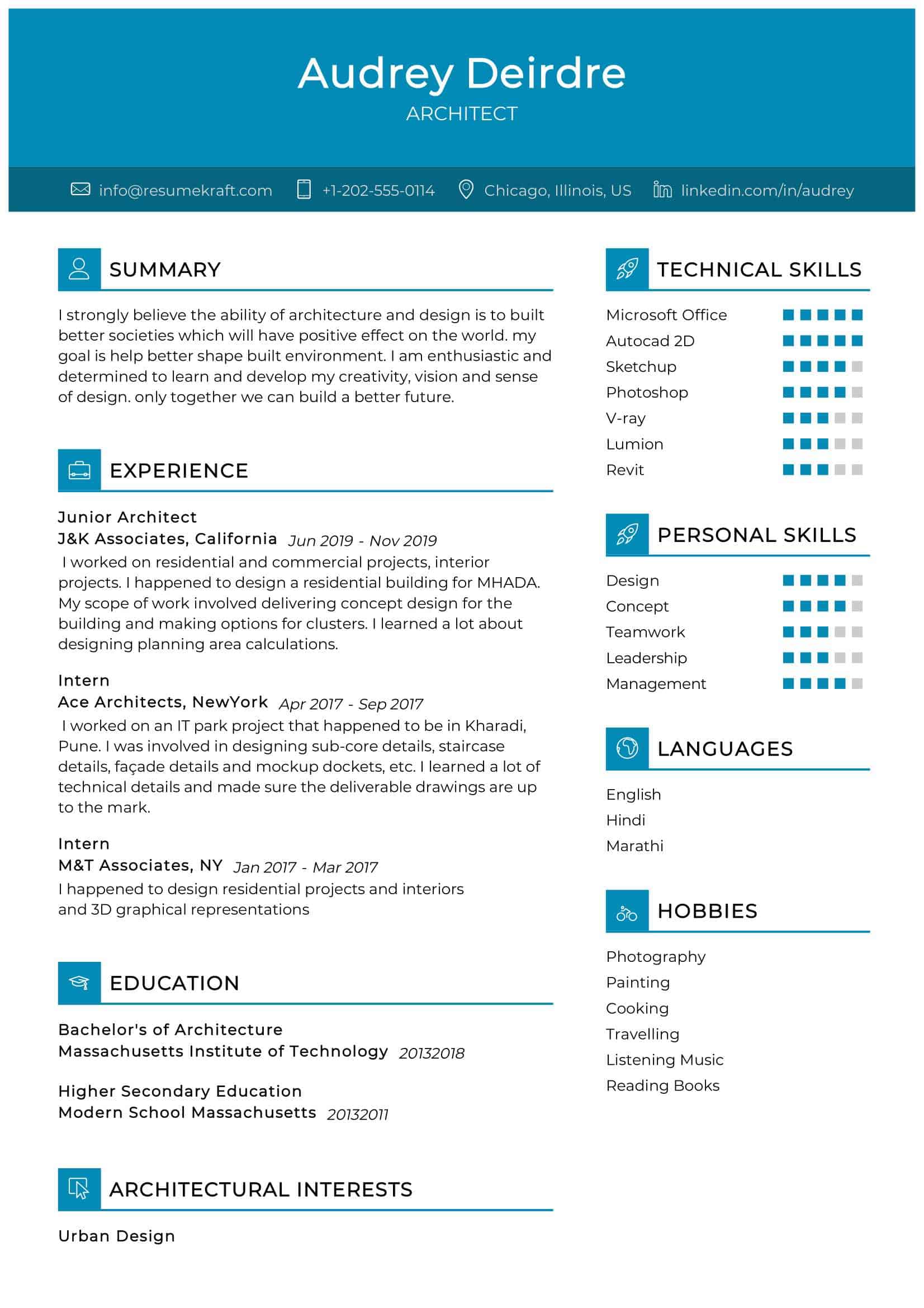 architecture resume template example