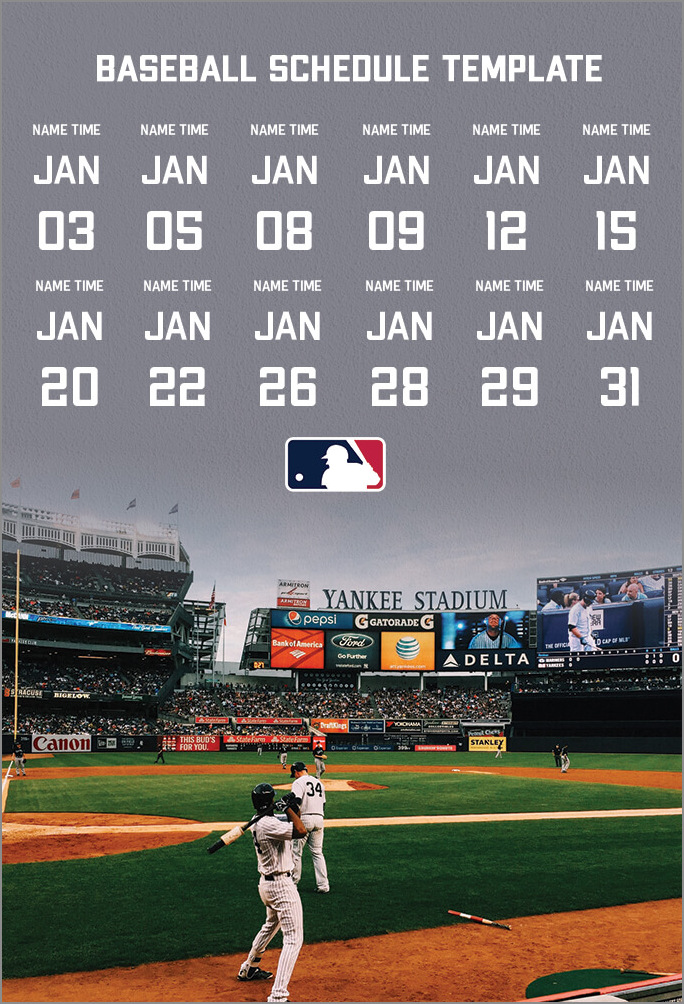 baseball schedule template sample