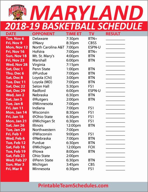 basketball schedule template example