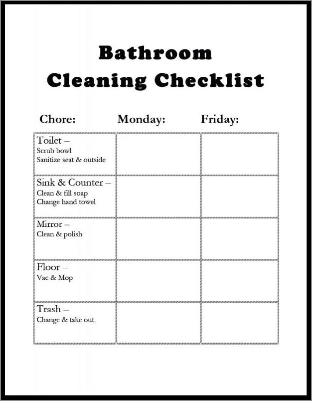 bathroom cleaning schedule template