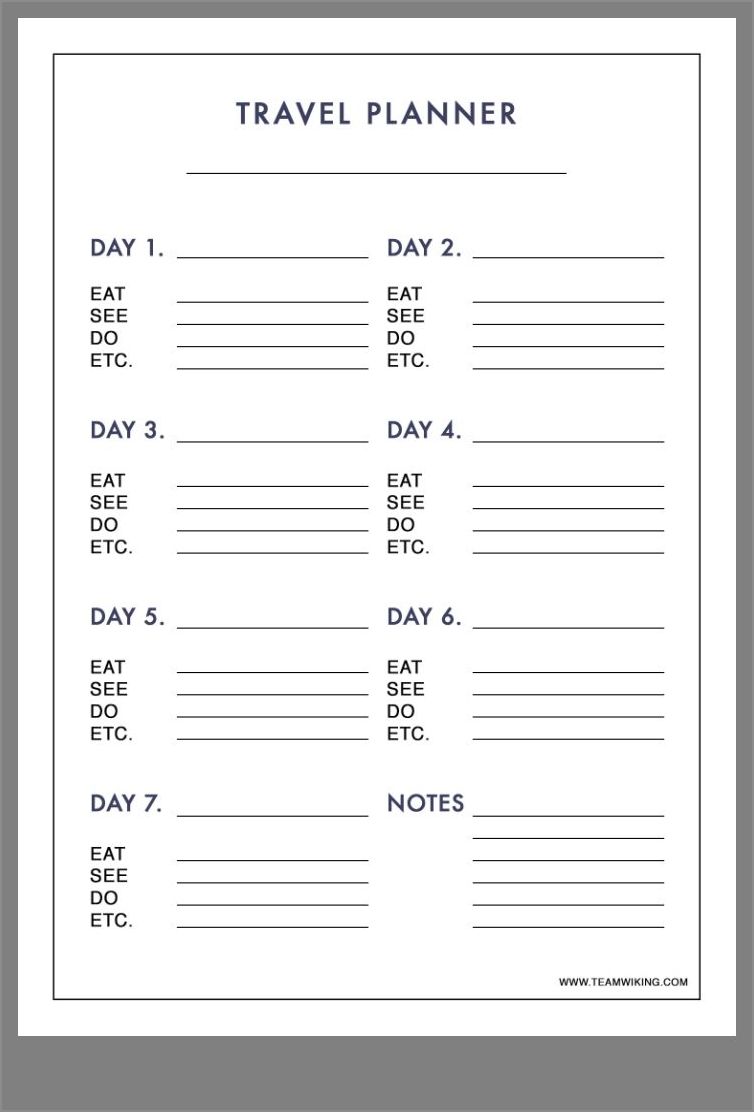 beach vacation itinerary template example