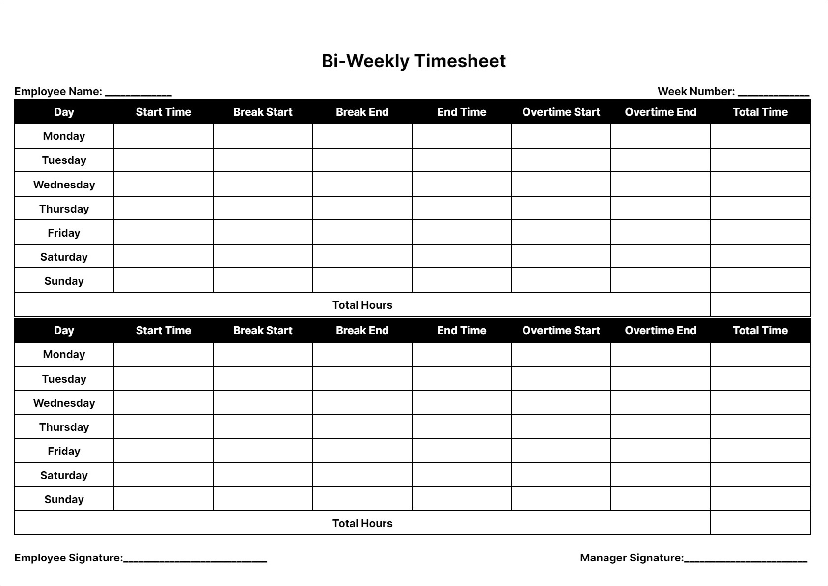 bi monthly timesheet template example