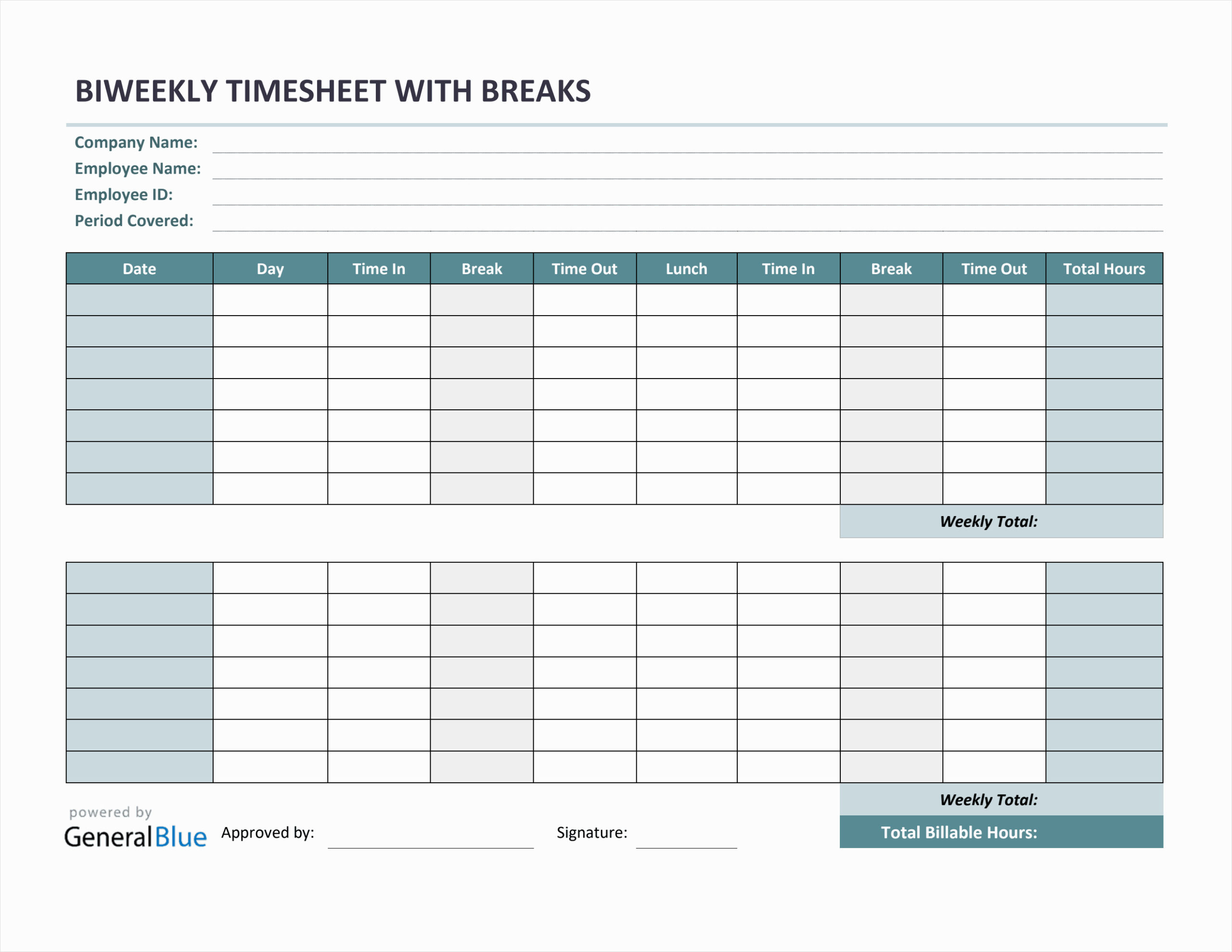bi weekly timesheet template sample