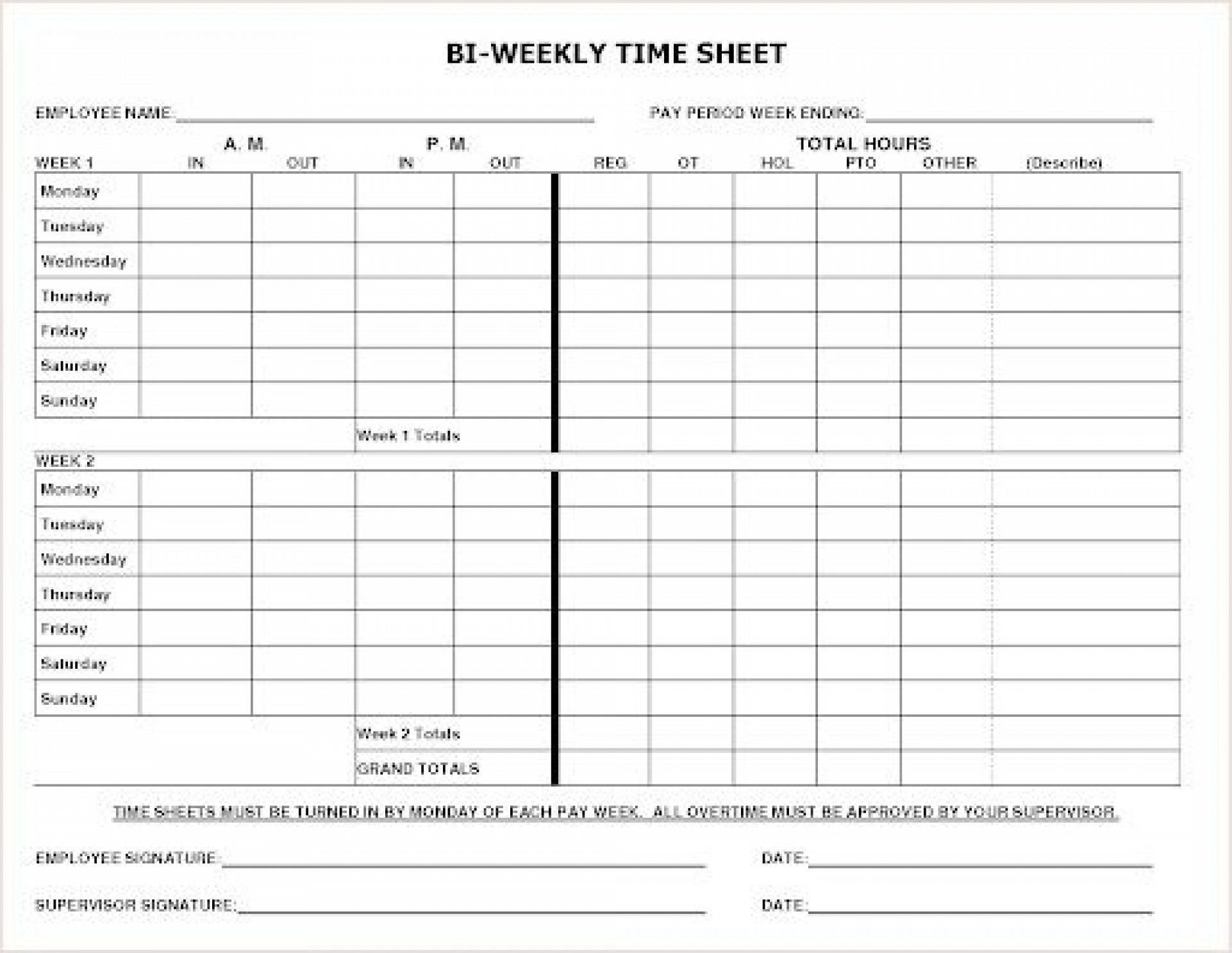 bi weekly timesheet template