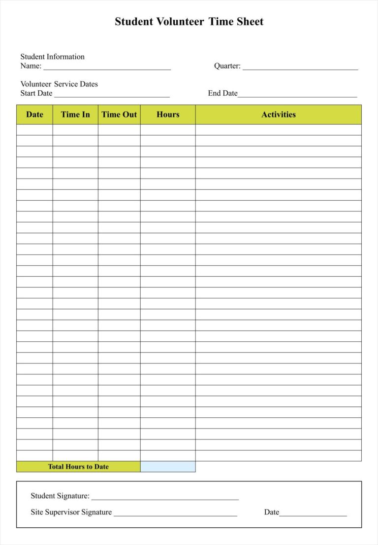 Free Printable Blank Timesheet Template
