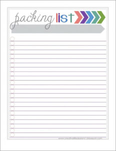 Printable Blank Vacation Packing List Template