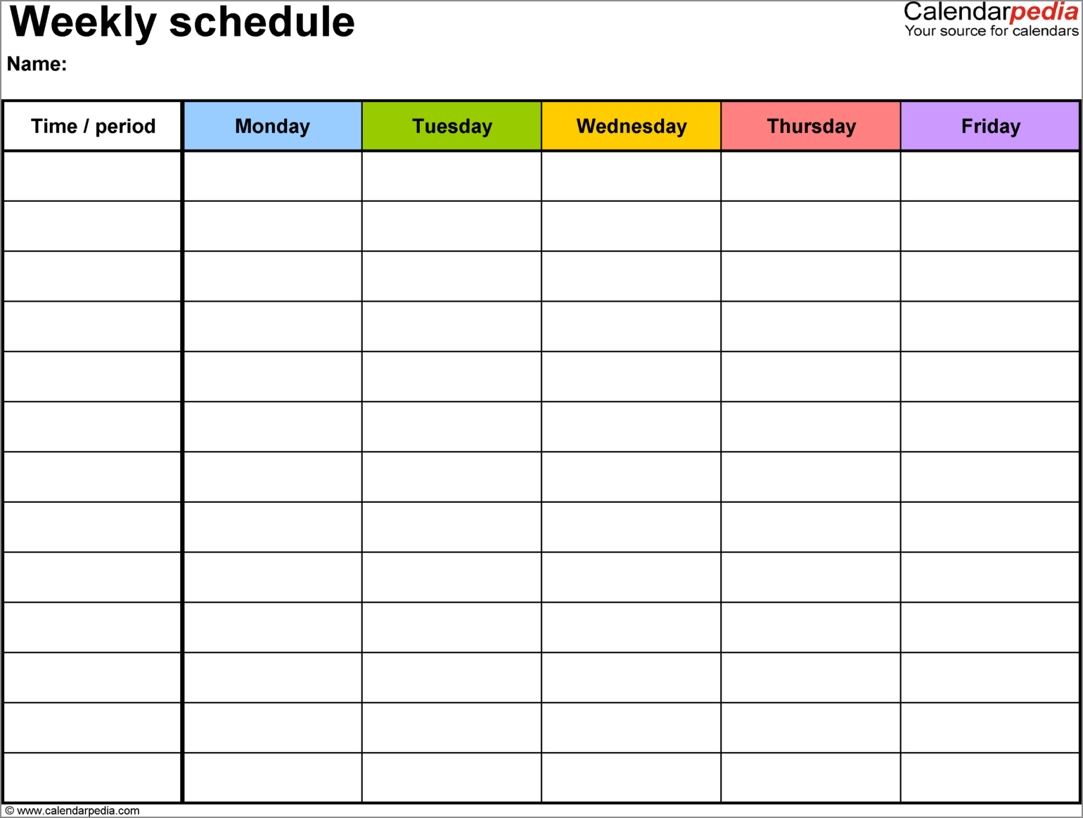 calendar template for schedule example